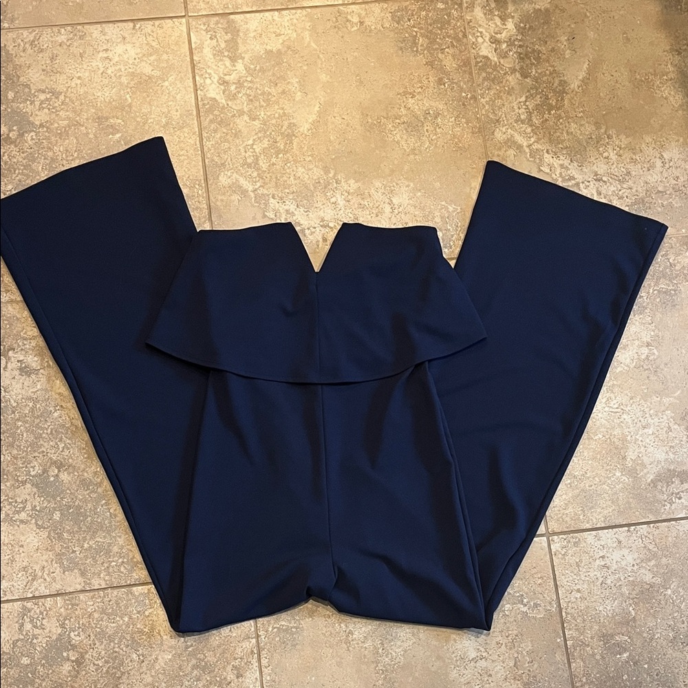 Lulu's Midnight Blue Strapless Jumpsuit